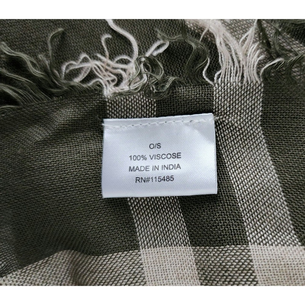 Isa & Stef Womens Embroidered Scarf Wrap Viscose Military Green Fringe 24"x74" - Picture 7 of 8